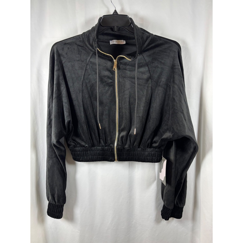 Love Poem by Block Taylor-2 Black Velvet Cropped Zip Up‎ Jacket Mens Medium NWT